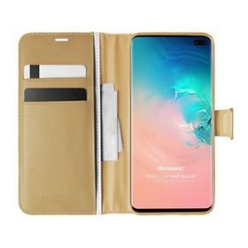 Microsonic Samsung Galaxy S10 Plus Delux Leather Wallet Gold Cep Telefonu Kılıf