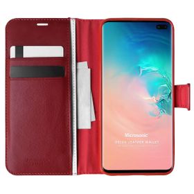Microsonic Samsung Galaxy S10 Plus Delux Leather Wallet Kırmızı Kılıf