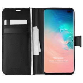 Microsonic Samsung Galaxy S10 Plus Delux Leather Wallet Siyah Kılıf