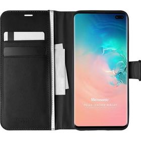Microsonic Samsung Galaxy S10 Plus Delux Leather Wallet Siyah Kılıf