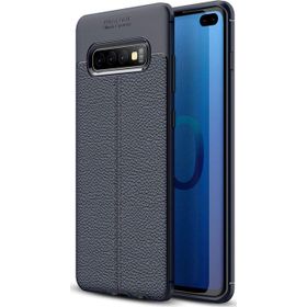 Microsonic Samsung Galaxy S10 Plus Deri Dokulu Lacivert Silikon Kılıf