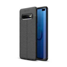 Microsonic Samsung Galaxy S10 Plus Deri Dokulu Siyah Silikon Kılıf