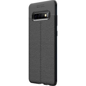 Microsonic Samsung Galaxy S10 Plus Deri Dokulu Siyah Silikon Kılıf