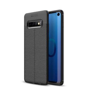 Microsonic Samsung Galaxy S10 Plus Deri Dokulu Siyah Silikon Kılıf