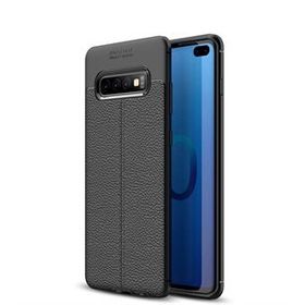 Microsonic Samsung Galaxy S10 Plus Deri Dokulu Siyah Silikon Kılıf