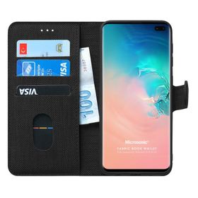 Microsonic Samsung Galaxy S10 Plus Fabric Book Wallet Siyah Kılıf