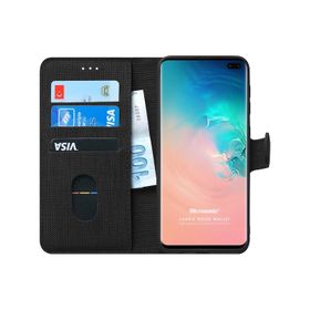 Microsonic Samsung Galaxy S10 Plus Fabric Book Wallet Siyah Kılıf