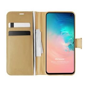 Microsonic Samsung Galaxy S10E Delux Leather Wallet Gold Cep Telefonu Kılıf