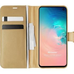 Microsonic Samsung Galaxy S10E Delux Leather Wallet Gold Cep Telefonu Kılıf