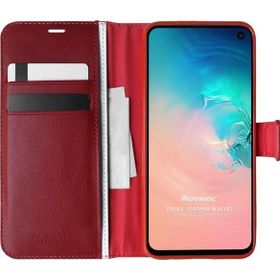 Microsonic Samsung Galaxy S10E Delux Leather Wallet Kırmızı Cep Telefonu Kılıf