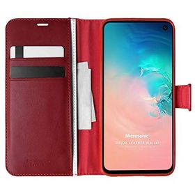 Microsonic Samsung Galaxy S10E Delux Leather Wallet Kırmızı Cep Telefonu Kılıf