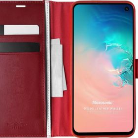 Microsonic Samsung Galaxy S10E Delux Leather Wallet Kırmızı Cep Telefonu Kılıf