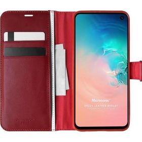 Microsonic Samsung Galaxy S10E Delux Leather Wallet Kırmızı Cep Telefonu Kılıf