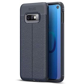 Microsonic Samsung Galaxy S10e Deri Dokulu Lacivert Silikon Kılıf