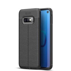 Microsonic Samsung Galaxy S10e Deri Dokulu Siyah Silikon Kılıf