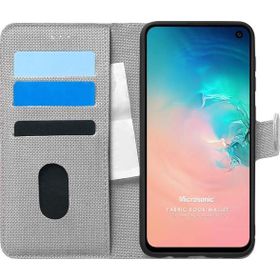 Microsonic Samsung Galaxy S10E Fabric Book Wallet Gri Cep Telefonu Kılıf