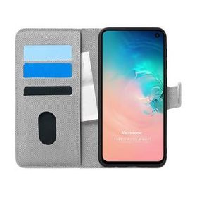 Microsonic Samsung Galaxy S10E Fabric Book Wallet Gri Cep Telefonu Kılıf