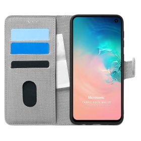 Microsonic Samsung Galaxy S10E Fabric Book Wallet Gri Cep Telefonu Kılıf