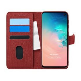 Microsonic Samsung Galaxy S10E Fabric Book Wallet Kırmızı Cep Telefonu Kılıf