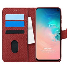 Microsonic Samsung Galaxy S10E Fabric Book Wallet Kırmızı Cep Telefonu Kılıf