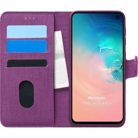 Microsonic Samsung Galaxy S10E Fabric Book Wallet Mor Cep Telefonu Kılıf