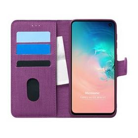 Microsonic Samsung Galaxy S10E Fabric Book Wallet Mor Cep Telefonu Kılıf