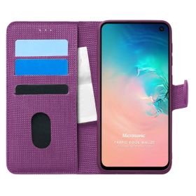 Microsonic Samsung Galaxy S10E Fabric Book Wallet Mor Cep Telefonu Kılıf