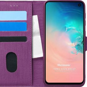 Microsonic Samsung Galaxy S10E Fabric Book Wallet Mor Cep Telefonu Kılıf
