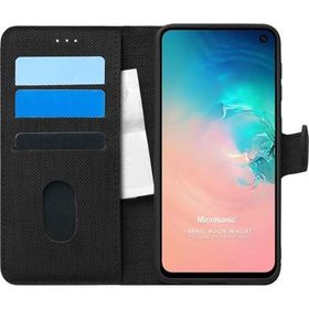 Microsonic Samsung Galaxy S10E Fabric Book Wallet Siyah Kılıf