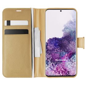 Microsonic Samsung Galaxy S20 Delux Leather Wallet Gold Cep Telefonu Kılıf