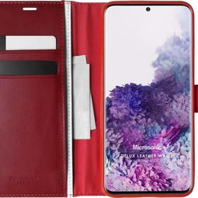 Microsonic Samsung Galaxy S20 Delux Leather Wallet Kırmızı Cep Telefonu Kılıf
