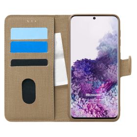 Microsonic Samsung Galaxy S20 Fabric Book Wallet Gold Cep Telefonu Kılıf