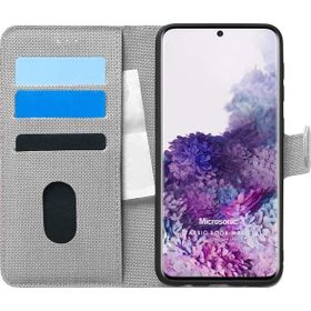 Microsonic Samsung Galaxy S20 Fabric Book Wallet Gri Cep Telefonu Kılıf