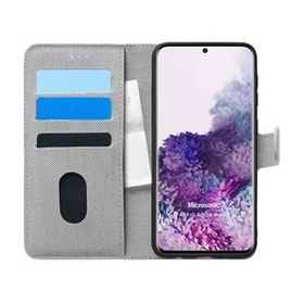 Microsonic Samsung Galaxy S20 Fabric Book Wallet Gri Cep Telefonu Kılıf