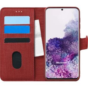 Microsonic Samsung Galaxy S20 Fabric Book Wallet Kırmızı Cep Telefonu Kılıf