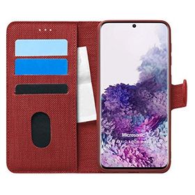 Microsonic Samsung Galaxy S20 Fabric Book Wallet Kırmızı Cep Telefonu Kılıf
