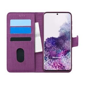 Microsonic Samsung Galaxy S20 Fabric Book Wallet Mor Cep Telefonu Kılıf