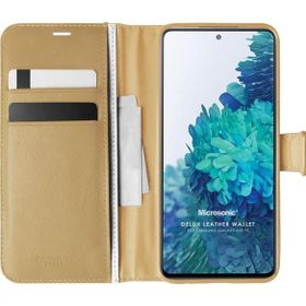 Microsonic Samsung Galaxy S20 FE Delux Leather Wallet Gold Cep Telefonu Kılıf