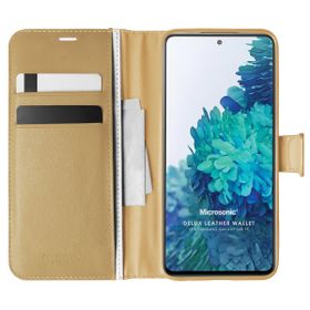 Microsonic Samsung Galaxy S20 FE Delux Leather Wallet Gold Cep Telefonu Kılıf