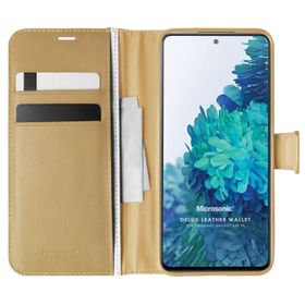 Microsonic Samsung Galaxy S20 FE Delux Leather Wallet Gold Cep Telefonu Kılıf