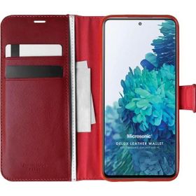 Microsonic Samsung Galaxy S20 FE Delux Leather Wallet Kırmızı Cep Telefonu Kılıf