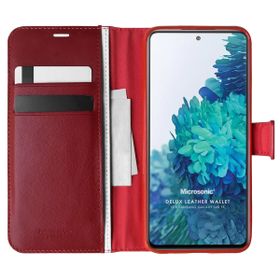 Microsonic Samsung Galaxy S20 FE Delux Leather Wallet Kırmızı Cep Telefonu Kılıf