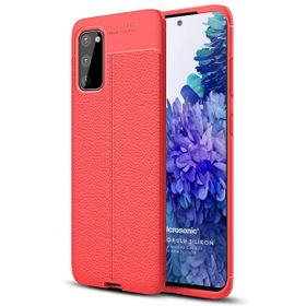 Microsonic Samsung Galaxy S20 FE Deri Dokulu Silikon Kırmızı Cep Telefonu Kılıf