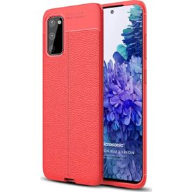 Microsonic Samsung Galaxy S20 FE Deri Dokulu Silikon Kırmızı Cep Telefonu Kılıf