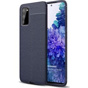 Microsonic Samsung Galaxy S20 FE Deri Dokulu Silikon Lacivert Kılıf