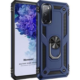 Microsonic Samsung Galaxy S20 FE Military Ring Holder Kırmızı Kılıf