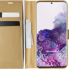 Microsonic Samsung Galaxy S20 Plus Delux Leather Wallet Gold Cep Telefonu Kılıf