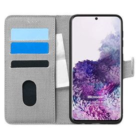 Microsonic Samsung Galaxy S20 Plus Fabric Book Wallet Gri Cep Telefonu Kılıfı