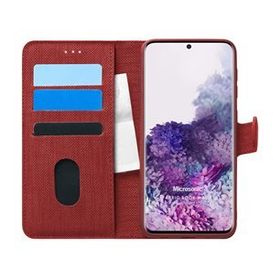 Microsonic Samsung Galaxy S20 Plus Fabric Book Wallet Kırmızı Cep Telefonu Kılıfı