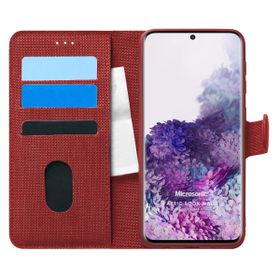 Microsonic Samsung Galaxy S20 Plus Fabric Book Wallet Kırmızı Cep Telefonu Kılıfı